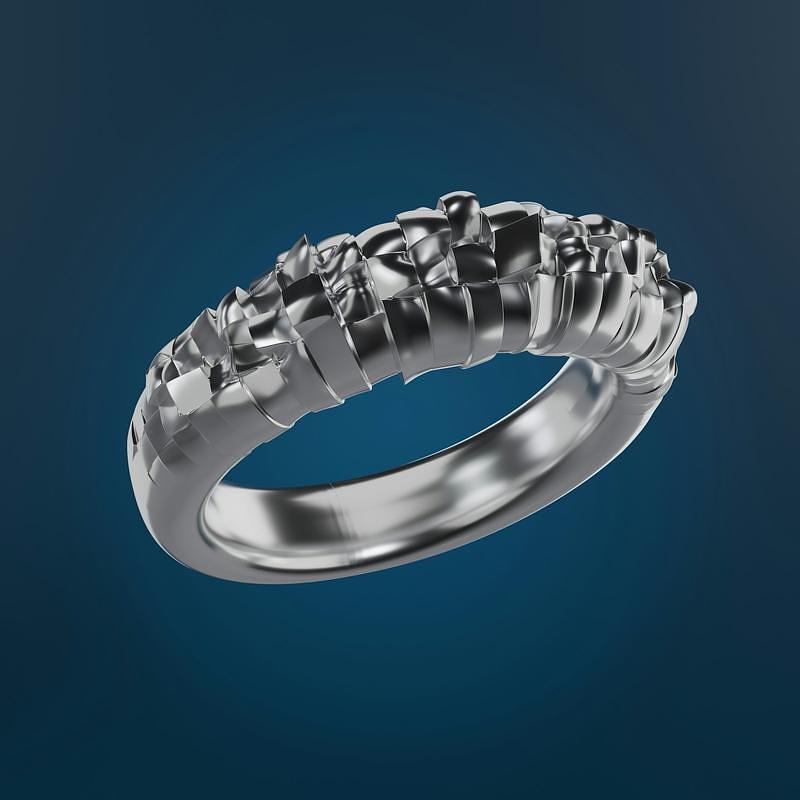 Wedding band, court profile silver, photograph 2
