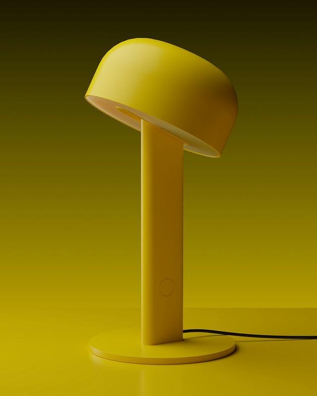 Table lamp in powder-coated green
